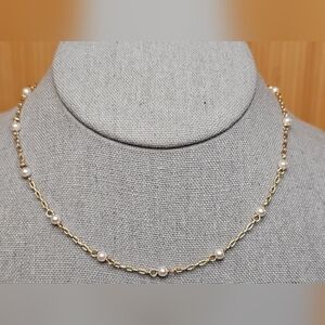 [AERIE] Gold Tone Chain & Faux Pearl Choker